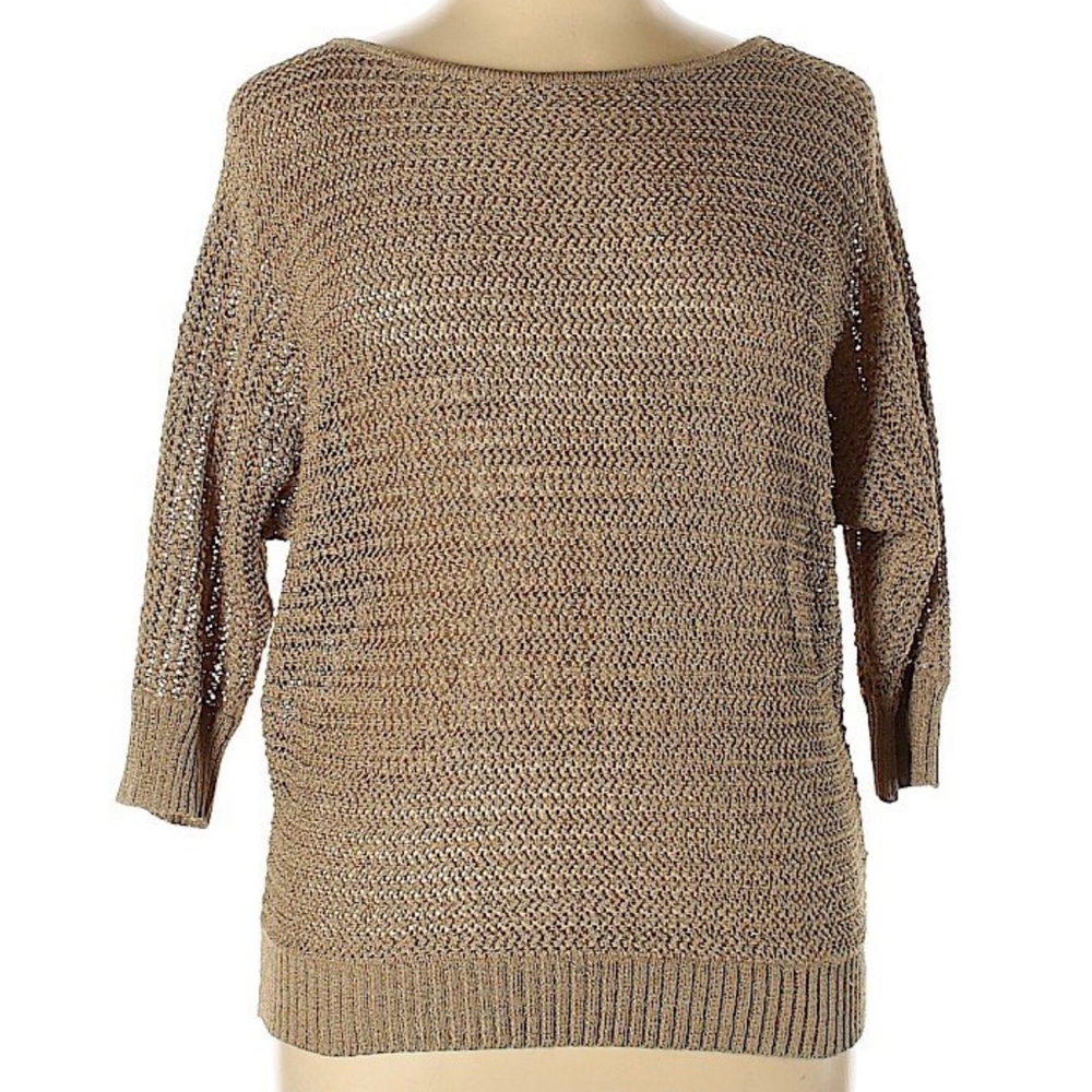 Jones New York Sweater Lightweight Bronze Color Loose Knit Size Large